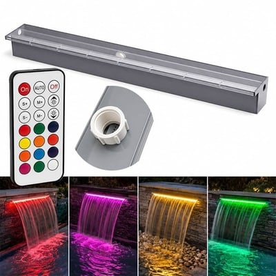 Powermaster PM-37795 Havuz ve Bahçe Şelale Başlığı 90cm RGB LEDli Uzaktan Kontrollü