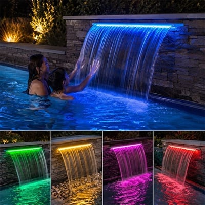 Powermaster PM-37796 Havuz ve Bahçe Şelale Başlığı 150cm RGB LEDli Uzaktan Kontrollü
