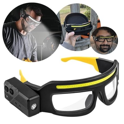 Powermaster PM-37843 İndüksiyonlu Koruyucu Gözlük ve Kafa Lambası Şarjlı Çift LEDli