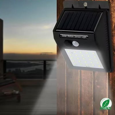 Powermaster PM-4528 Solar Sensörlü Duvar Tipi 20 Ledli Beyaz Led Aplik
