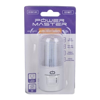 Powermaster PM-16175 Anahtarlı 0.5 Watt Ledli Beyaz Işık Gece Lambası