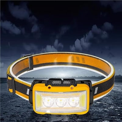 Powermaster S03 Sarı 10 Watt Sensörlü 11 Işık Modlu 24 Beyaz Smd + 6 Kırmızı Smd + 1 Power Ledli Kafa Lambası