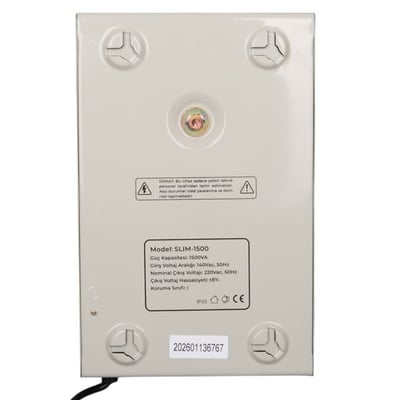 Powermaster SLIM-1500 Otomatik 1500VA Kombi Voltaj Regülatörü (İngiliz Fişli ve Evrensel Çoklu Soketli)