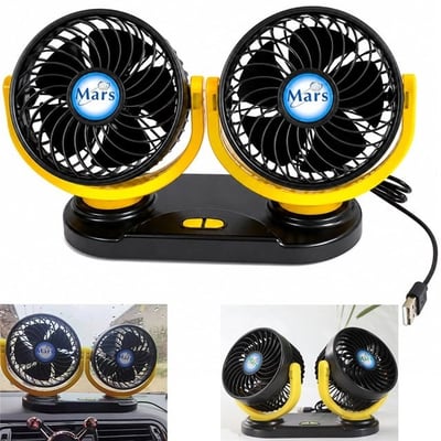 Powermaster X916 12 Volt Dc Usb Girişli Plastik Masaüstü 2li Ev-Ofis-Araç Fan Vantilatör