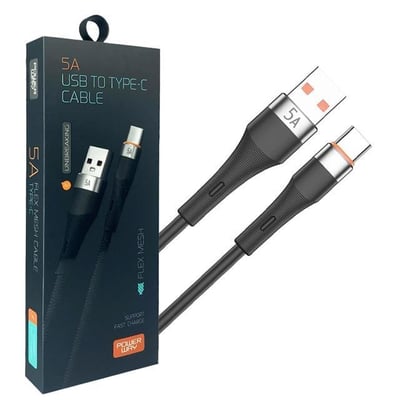 Powerway HC05 Örgülü 5 Amper USB TO Type- C 1 Metre Şarj Data Kablosu