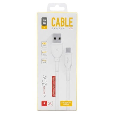 Powerway TY21 3 Amper 25 Watt USB TO Type-C Hızlı Şarj Ve Data Kablosu
