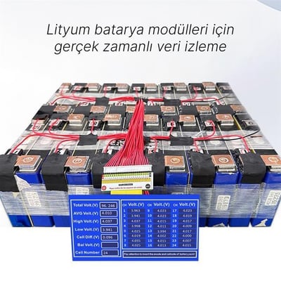Powtify M6T24 Kasasız 24S Kanallı Yüksek Hassasiyetli Lityum Batarya Gerçek Zamanlı Voltaj Analizörü