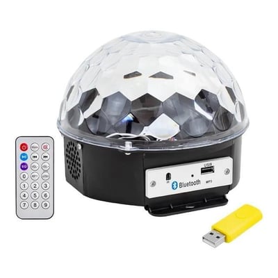 MagicVoice Usb Mp3 Blueooth Destekli Kumandalı Hoparlörlü Yarım Dünya Sihirli Led Disko Topu