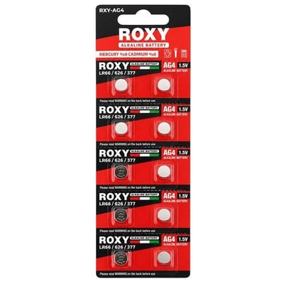 Roxy AG4 LR66 626 377 1.5V Alkalin Düğme Saat Pili 10'lu Blister Paket