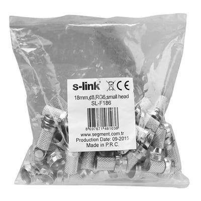 S-Link SL-F186 Geniş 18 mm * 8 RG6/U4 Erkek F Konnektör (50li Paket)