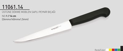 Şarküteri Peynir Bıçağı 14 cm No.1 Hulusi Bıçak Üstüne Dökme Moblen Saplı 24mm X 140mm X 1.5mm 11061.14