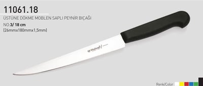 Şarküteri Peynir Bıçağı 18 cm No.3 Hulusi Bıçak Üstüne Dökme Moblen Saplı 26mm X 180mm X 1.5mm 11061.18