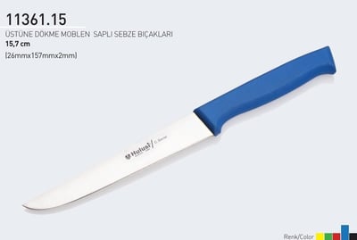 Sebze Bıçağı 15.7 cm Hulusi - Drita Bıçak Üstüne Dökme Moblen Saplı 26mm X 157mm X 2mm 11361.15 (SİYAH RENK)