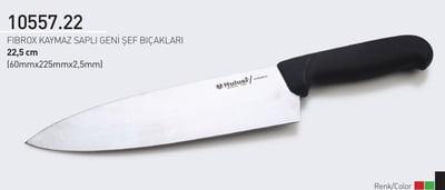 Şef Bıçağı 22.5 cm Fibrox Kaymaz Saplı Geniş Hulusi Bıçak 60mm X 225mm X 2,5mm 10557.22