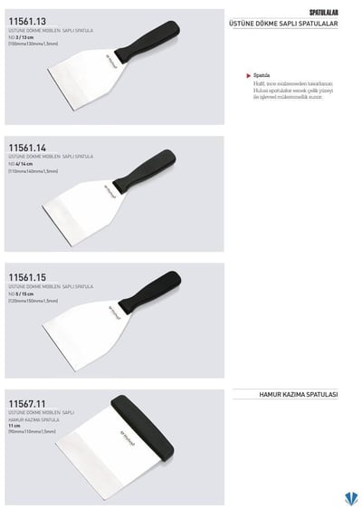 Spatula 13 cm No.3 Hulusi Bıçak Unlu Mamüller Üstüne Dökme Moblen Saplı 100mm X 130mm X 1.5mm 11561.13
