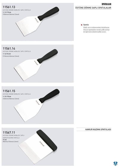 Spatula 15 cm No.5 Hulusi Bıçak Unlu Mamüller Üstüne Dökme Moblen Saplı 120mm X 150mm X 1.5mm 11561.15