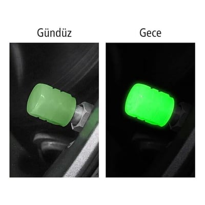 Sunup SN-21012 Yeşil Fosforlu Işık Saçan Lastik Sibop Kapak (Tekli)