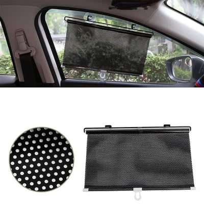 Sunup SN-22132 Araç İçi Otomatik Geri Sarımlı Katlanabilir Gözenekli Güneşlik 40x125cm
