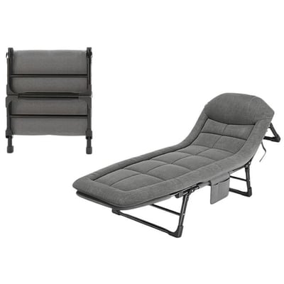 Sunup SN-26974 Taşınabilir Ayarlanabilir 5 Kademe Sünger Kamp Yatak Şezlong (Açık Gri)