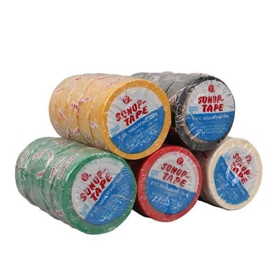 Sunup SN-27919 0.13x18mm 5 Renk İzole Elektrikçi Bant 10 Metre 50x5li Paket (Kırmızı- Sarı - Siyah - Yeşil - Beyaz)