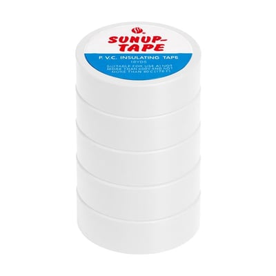 Sunup SN-27924 Beyaz 0.13x18mm İzole PVC Elektrik Yalıtım Bant (5li Paket)