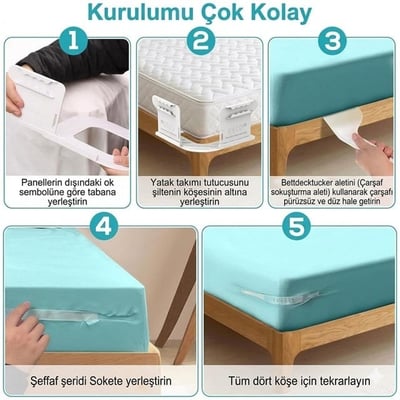 Sunup SN-29126 Pratik 4lü Nevresim - Çarşaf Tutucu Sabitleyici