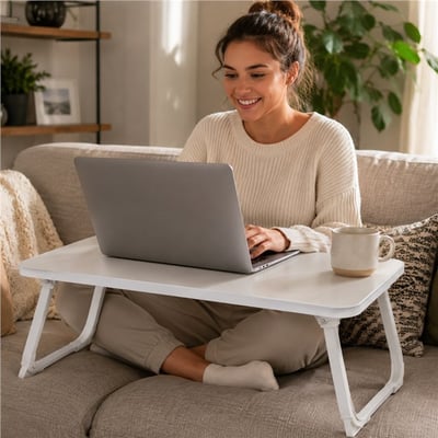 Sunup SN-29691 Katlanabilir Laptop Masası ve Yatak Koltuk Üzeri Tepsisi Beyaz 60x40cm
