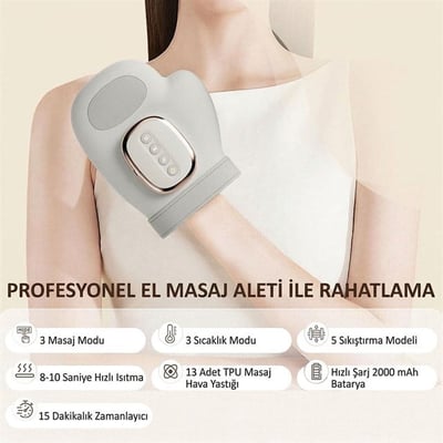 Sunup SN-30763 Isı Kompresyonlu Akıllı El Masaj Cihazı