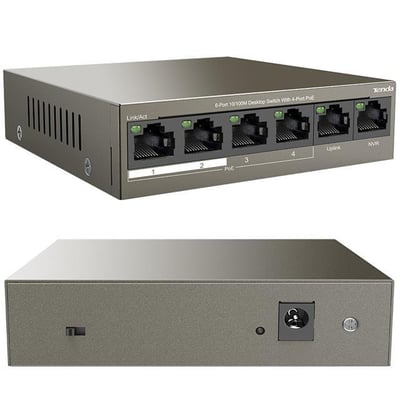 Tenda TEF1106P 2 x Uplink + 4 Port Poe Ethernet Switch 63 Watt