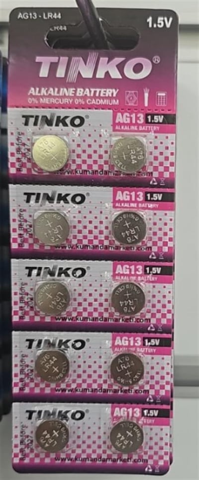 Tinko C-1106A AG13 LR44 A76 1.5 Volt Alkalin Düğme Pil (10'lu Paket)
