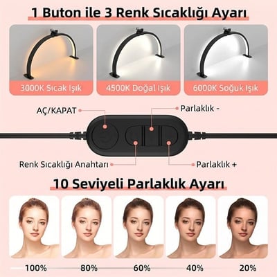 TrLed F-700A 70CM Elmas Desenli Beyaz Katlanabilir Masaüstü Manikür ve Protez Tırnak Lambası