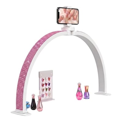 TrLed F-700A 70CM Pembe Elmas Taşlı Beyaz Katlanabilir Masaüstü Manikür ve Protez Tırnak Lambası