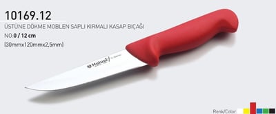 Üstüne Dökme Moblen Saplı Kırmalı Kasap Bıçağı 12 cm No.0 Hulusi Bıçak 30mm X 120mm X 2.5mm 10169.12
