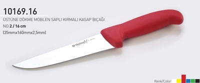 Üstüne Dökme Moblen Saplı Kırmalı Kasap Bıçağı 16 cm No.2 Hulusi Bıçak 35mm X 160mm X 2.5mm 10169.16