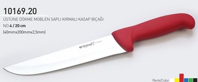 Üstüne Dökme Moblen Saplı Kırmalı Kasap Bıçağı 20 cm No.3 Hulusi Bıçak 40mm X 200mm X 2.5mm 10169.20