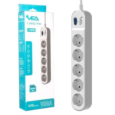 Vea VE-VEGA105 A Class 5li Anahtarlı 1.5 Metre Akım Korumalı Priz
