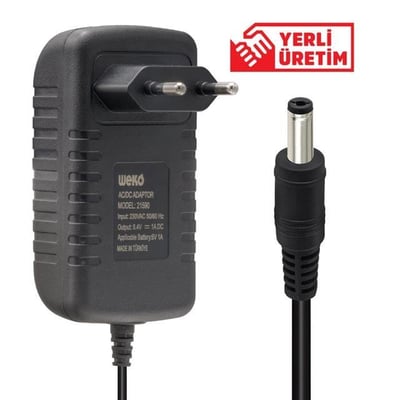 Weko 8.4 Volt - 1 Amper 8.4 Watt 5.5*2.5 Uçlu Lityum Pil Ledli Yerli Üretim Şarj Adaptörü