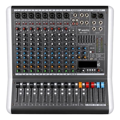 Westa WM-10PMX 2x500W 10 Kanal Power Mikser USB, Bluetooth 32DSP Dijital Profesyonel Ses Mikseri