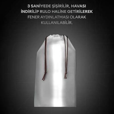 ZMR ZMR-385 Katlanır Şişirilebilir Beyaz Ledli Aydınlatma Tüpü USB Ve Güneş Enerjisi Şarjlı Armatür