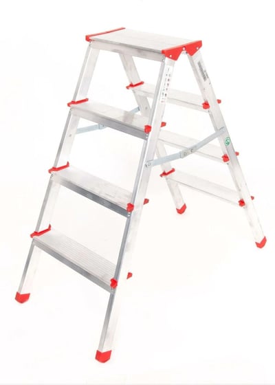 A Tipi 4 Basamaklı Çift Çıkışlı Alüminyum Merdiven 84 Cm