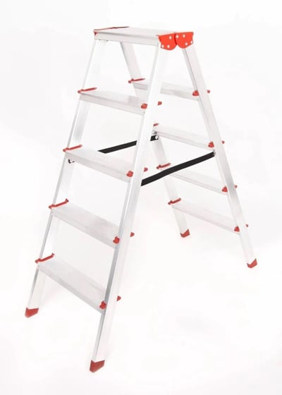 A Tipi 5 Basamaklı Çift Çıkışlı Alüminyum Merdiven 105 Cm