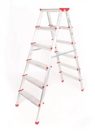 A Tipi 6 Basamaklı Çift Çıkışlı Alüminyum Merdiven 137 Cm