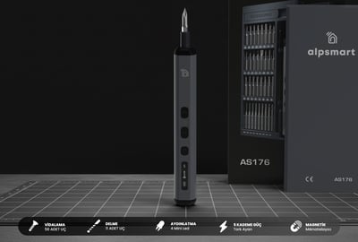 ALPSMART AS176 Hassas Şarjlı 76 Parça Tornavida Vidalama ve Delme Seti