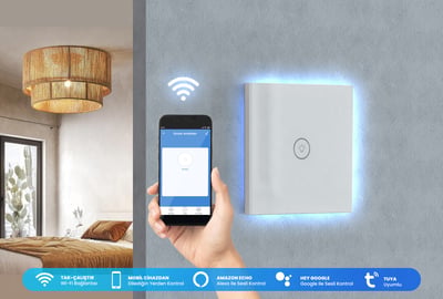 Alpsmart AS-871 EU Akıllı Wi-Fi Tekli Duvar Anahtarı