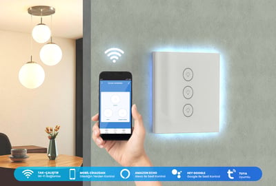 Alpsmart AS-873EU Akıllı Wi-Fi Üçlü Duvar Anahatarı