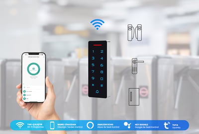 Alpsmart AS532 Wi-Fi Akıllı Kapı Geçiş Kontrol Cihazı (Kartlı ve Şifreli - Dar Tip)