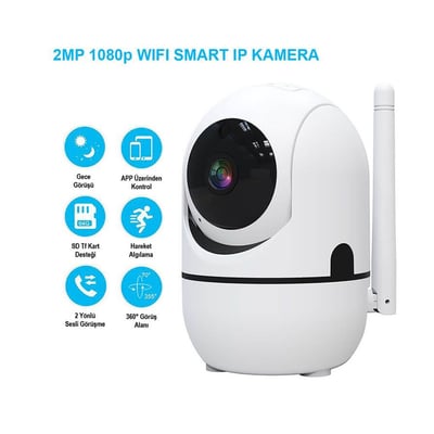 Alpsmart AS680-IP Akıllı WiFi IP Kamera 2MP 360° Panoramik Kamera