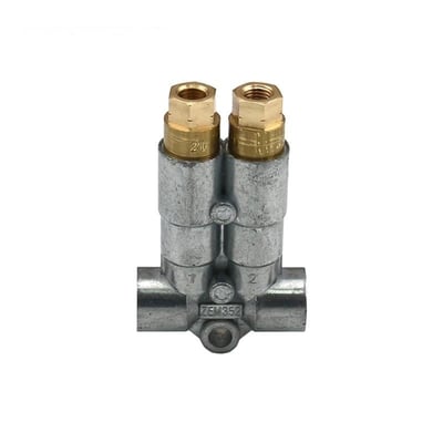 Bijur Delimon piston dağıtıcı 352 - yağ ve sıvı gres için - 2 çıkış - M8x1 diş - strok başına 0,20 / 0,10 cc