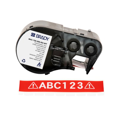 Brady M4C-750-595-RD-WT Vinil Etiket 19.05 mm x 7.62 m | Kırmızı Beyaz B-595 Endüstriyel Etiket