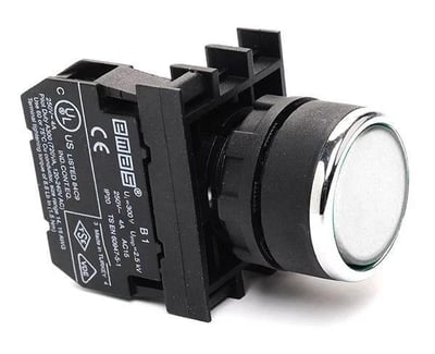 Emas B100DB Düz Kafalı Yaylı 22mm 50 IP Start Kumanda Butonu Beyaz 1NO